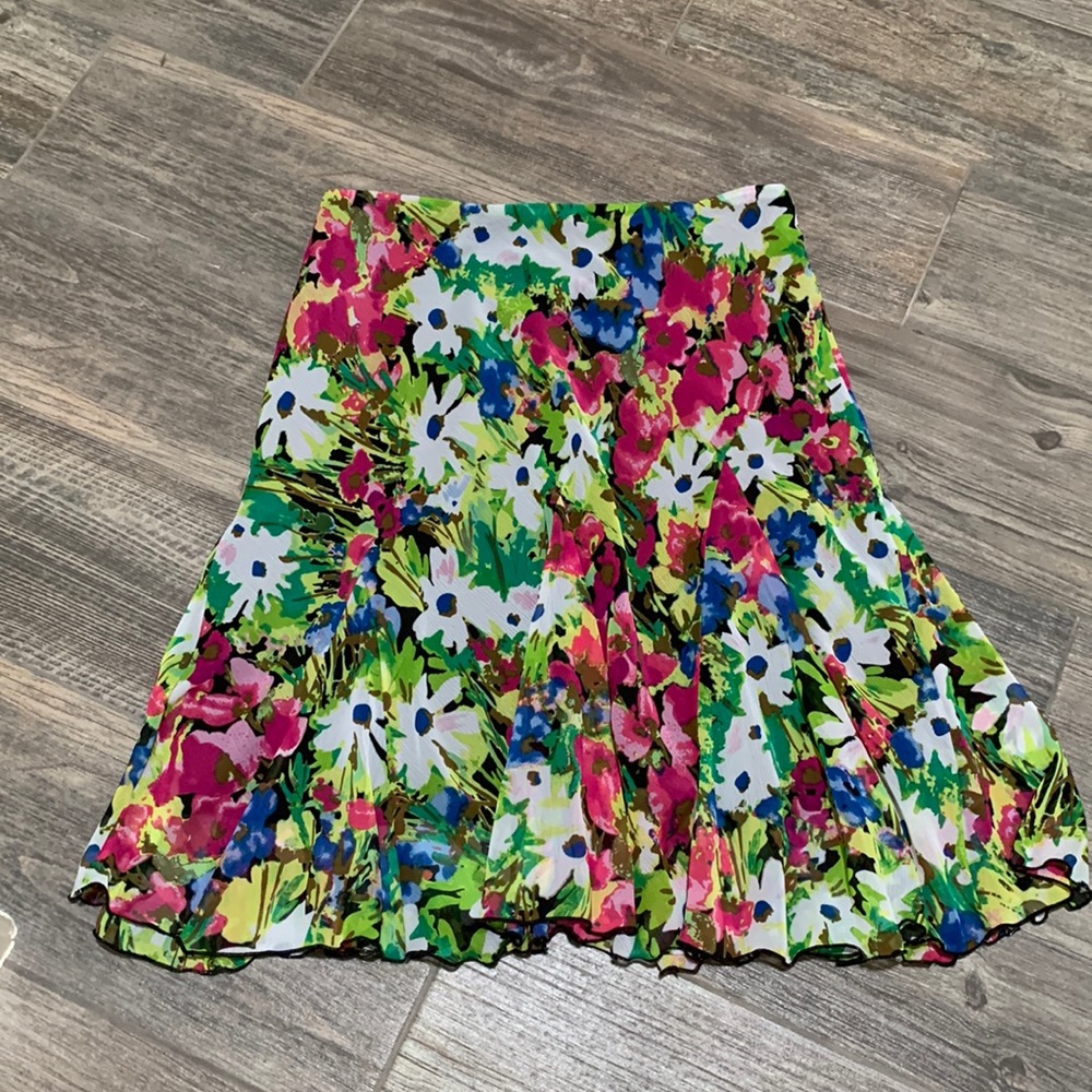 Colorful lined skirt.